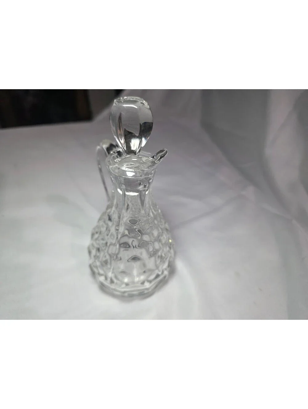 Vintage Clear Pressed Glass Cruet Decanter w Glass Stopper 6